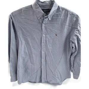 Ralph Lauren Shirt‎ Mens XL Blue Checkered Custom Fit Button Down Pony Logo